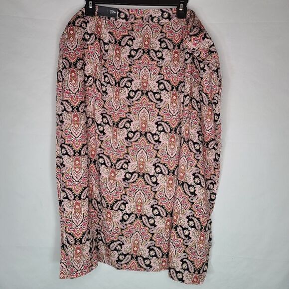 20W Boho Pink Paisley Wrap Skirt Midi Lightweight - Picture 3 of 11